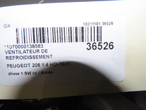 Used Radiator fan Radiator fan PEUGEOT 206 SW (2E/K) 1.4 HDi (68 hp) 34609409 34609409