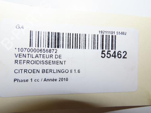 Used Radiator fan CITROËN BERLINGO MULTISPACE (B9) 1.6 HDi 110 (109 hp) 29441623
