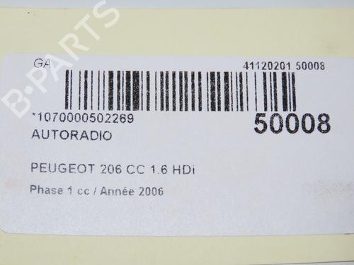 Radio PEUGEOT 206 CC (2D) 1.6 HDi 110 | BP32253877E6 