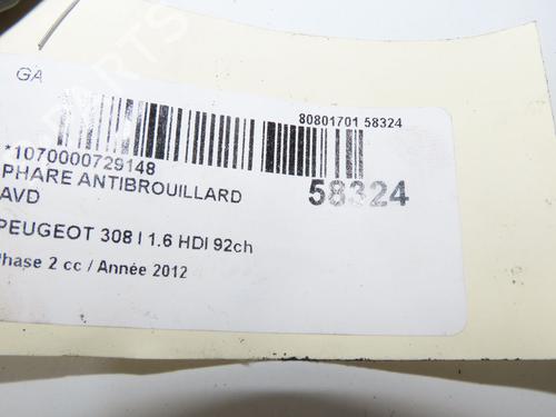 Used Right front fog light Right front fog light PEUGEOT 308 I (4A_, 4C_) 1.6 HDi (112 hp) 39084134 39084134