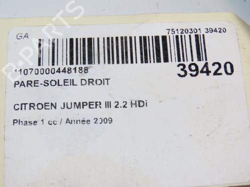 Right sun visor CITROËN JUMPER II Van 2.2 HDi 100 | BP14951920I2 