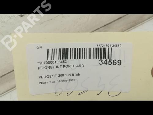 Høyre bak invendig håndtak PEUGEOT 208 I (CA_, CC_) 1.2 VTi 68 / PureTech 68 | BP9597618I16 