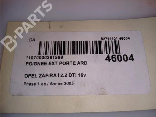 Rear right exterior door handle OPEL ZAFIRA A MPV (T98) 2.2 DTI 16V (F75) | BP11103219C130 