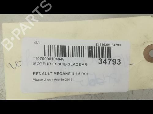 Rear wiper motor RENAULT MEGANE III Hatchback (BZ0/1_, B3_) 1.5 dCi (BZ09, BZ0D, BZ1W, BZ29, BZ14) | BP9597401M102