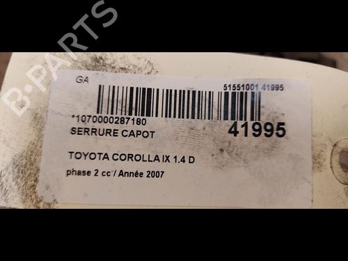 hjelmlås TOYOTA COROLLA (_E12_) 1.4 D (NDE120_, NDE120R) (90 hp) 9615042