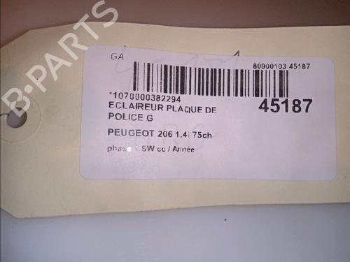 Used Licence plate light PEUGEOT 206 SW (2E/K) 1.4 (75 hp) 14880865