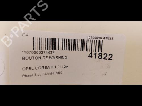 Used Warning switch OPEL CORSA C (X01) 1.0 (F08, F68) (58 hp) 9613415
