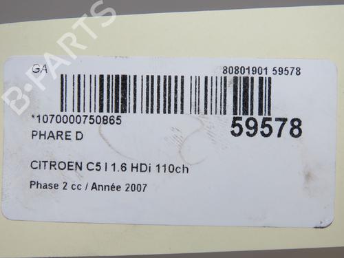 Right headlight CITROËN C5 II (RC_) 1.6 HDi (RC8HZB) | BP37083333C29 - Image 5