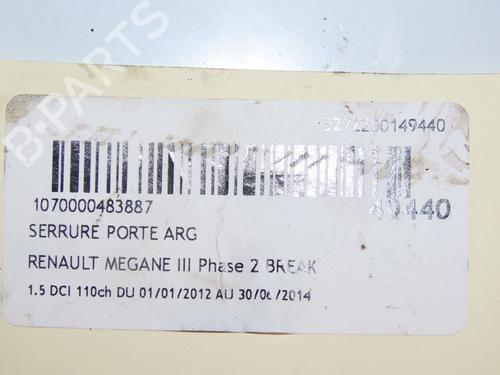 Rear left lock RENAULT MEGANE III Grandtour (KZ0/1) 1.5 dCi (KZ09, KZ0D, KZ1G, KZ29, KZ14, KZ1W, KZ10, KZ1F,... | BP16667352C100