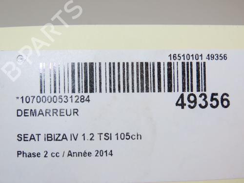Used Starter SEAT IBIZA IV (6J5, 6P1) 1.2 TSI (105 hp) 18953632