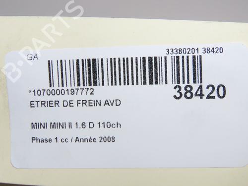 Used Right front brake caliper Right front brake caliper MINI MINI (R56) Cooper D (109 hp) 14877396 14877396
