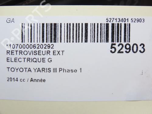 Used Left mirror TOYOTA YARIS (_P13_) 1.5 Hybrid (NHP130_, NHP130) (101 hp) 28968709