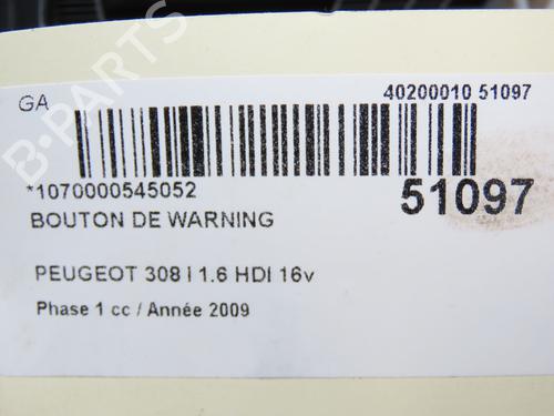 Warning switch PEUGEOT 308 I (4A_, 4C_) 1.6 HDi | BP19319523I22 