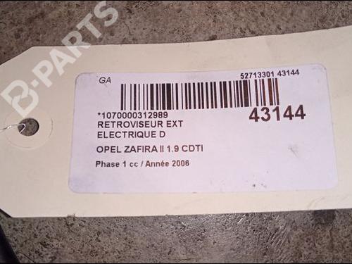Right mirror OPEL ZAFIRA / ZAFIRA FAMILY B (A05) 1.9 CDTI (M75) | BP9617657C27 