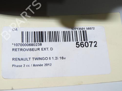 Bakspejl Højre RENAULT TWINGO II (CN0_) 1.2 16V (CN04, CN0B) (75 hp) 31575804