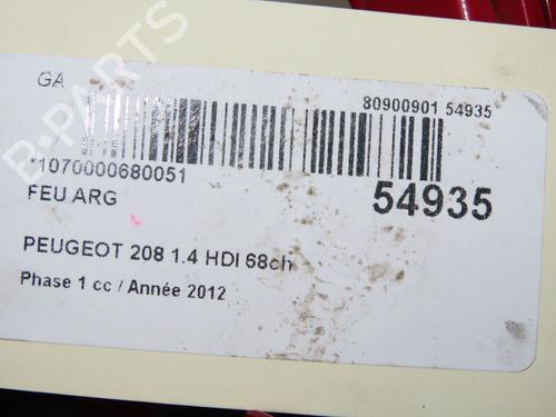 Used Left taillight PEUGEOT 208 I (CA_, CC_) 1.4 HDi (68 hp) 31274466