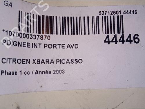 Højre fortil invendig håndtag CITROËN XSARA PICASSO (N68) 2.0 HDi (90 hp) 9693800