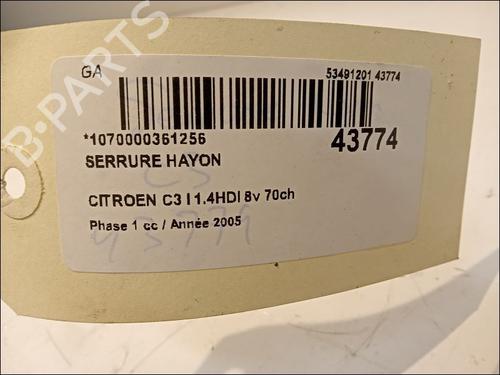 Used Tailgate lock CITROËN C3 I (FC_, FN_) 1.4 HDi (68 hp) 11103741