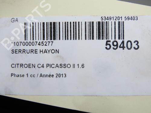 Bagklap lås Bagklap lås CITROËN C4 Picasso II 1.6 HDi / BlueHDi 115 (115 hp) 36958600 36958600