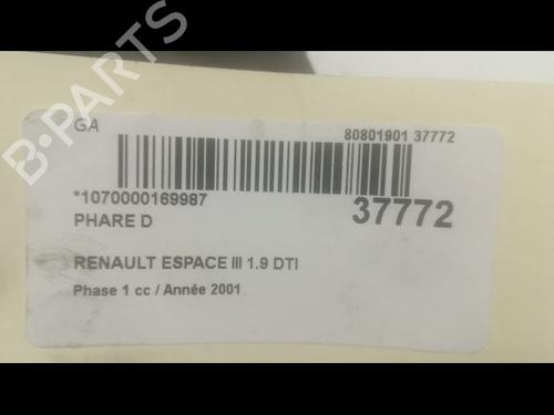 Used Right headlight RENAULT ESPACE III (JE0_) 1.9 dTi (JE0M) (98 hp) 9602630