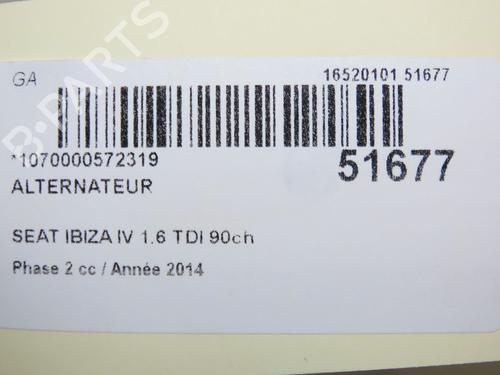 Alternador SEAT IBIZA IV (6J5, 6P1) 1.6 TDI (90 hp) 30841093