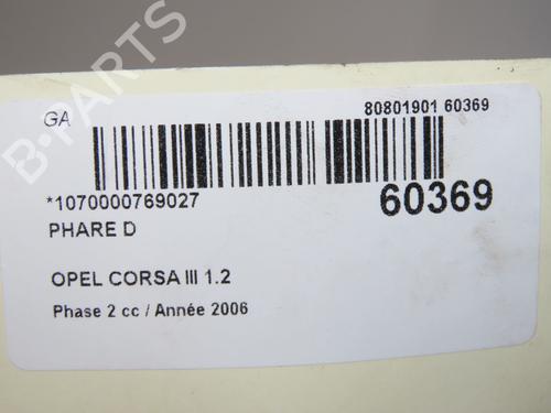 Right headlight OPEL CORSA C (X01) 1.2 Twinport (F08, F68) | BP37705551C29  - Image 5
