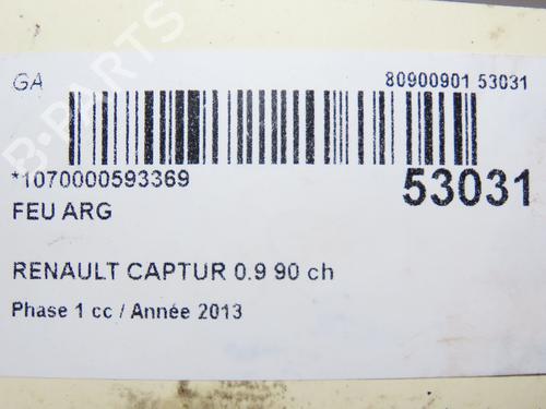 Used Left taillight RENAULT CAPTUR I (J5_, H5_) 0.9 TCe 90 (90 hp) 28832799