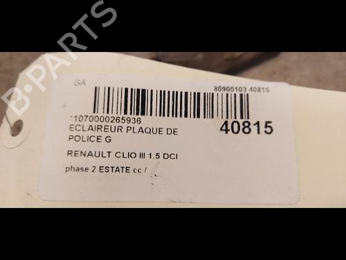 Used Licence plate light RENAULT CLIO III Grandtour (KR0/1_) 1.5 dCi (KR0F) (86 hp) 14880746