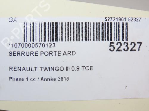 Used Rear right lock RENAULT TWINGO III (BCM_, BCA_) 0.9 TCe 90 (BCM9, BCM2) (90 hp) 28831939