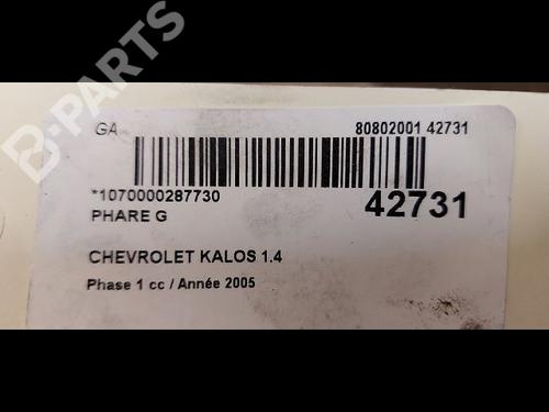 Left headlight CHEVROLET AVEO / KALOS Hatchback (T200) 1.4 | BP9615122C28 