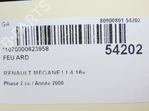 Used Right taillight RENAULT MEGANE I (BA0/1_) 1.4 16V (BA0D, BA1H, BA0W, BA10) (95 hp) 28832721