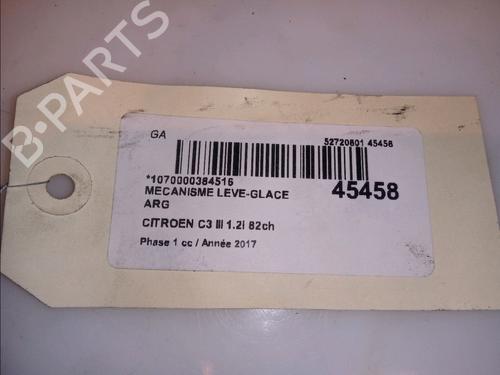 Rudehejsemekanisme venstre bagtil CITROËN C3 III (SX) 1.2 VTi 82 (82 hp) 11103126