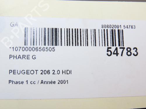 Left headlight PEUGEOT 206 Hatchback (2A/C) 2.0 HDI 90 | BP28832570C28 