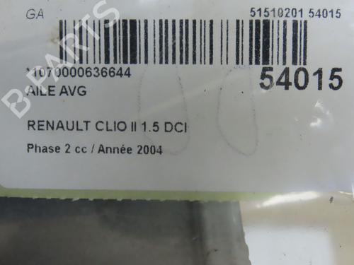 Forskærm venstre RENAULT CLIO II (BB_, CB_) 1.5 dCi (B/CB08) (82 hp) 29196002
