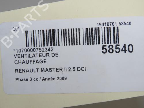 Ventilator motor Ventilator motor RENAULT MASTER II Van (FD) 2.5 dCi (FD01, FD02, FD21, FD22, FD31, FD32, FD3Y, FD71,... (120 hp) 36395745 36395745