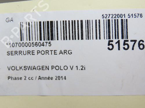 Used Rear left lock VW POLO V (6R1, 6C1) 1.2 TSI 16V (90 hp) 28831978