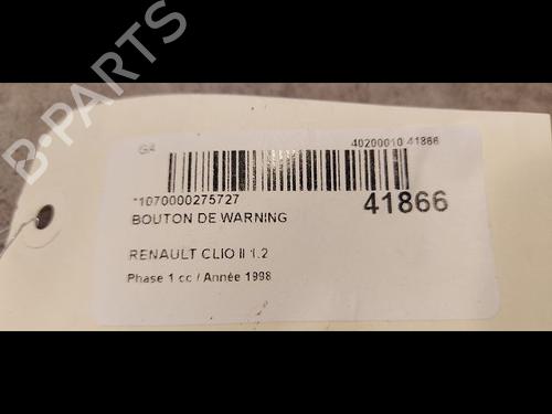 Used Warning switch RENAULT CLIO II (BB_, CB_) 1.2 (BB0A, BB0F, BB10, BB1K, BB28, BB2D, BB2H, CB0A,... (58 hp) 9613352