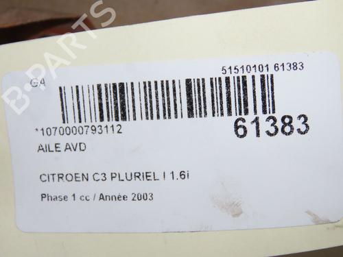 Used Right front fenders Right front fenders CITROËN C3 Pluriel (HB_) 1.6 (109 hp) 39938016 39938016