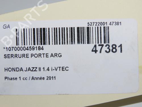 Used Rear left lock Rear left lock HONDA JAZZ III (GE_, GG_, GP_, ZA_) 1.3 i (GE6, GG3, GG6) (100 hp) 33222772 33222772