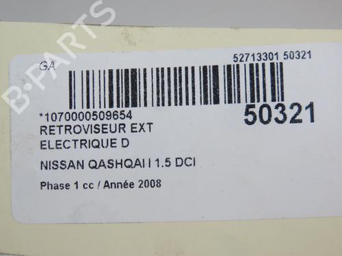 Right mirror NISSAN QASHQAI / QASHQAI +2 I (J10, NJ10, JJ10E) 1.5 dCi | BP18913150C27 