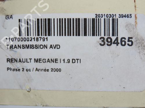 Right front driveshaft RENAULT MEGANE I (BA0/1_) 1.9 dTi (BA08, BA0N) | BP31162634M39 