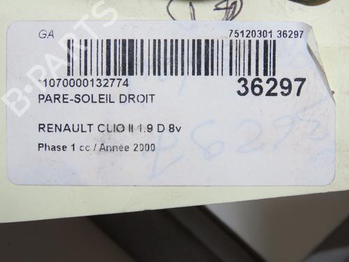 Used Right sun visor Right sun visor RENAULT CLIO II Hatchback Van (SB0/1/2_) 1.9 D (SB0R) (54 hp) 34408918 34408918