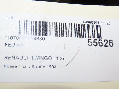 Used Right taillight RENAULT TWINGO I (C06_) 1.2 (C066, C068) (58 hp) 29379937