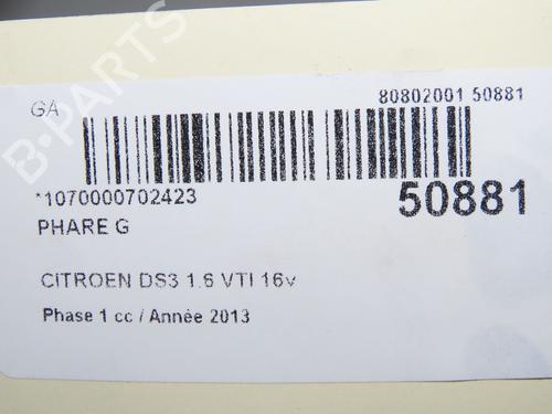 Used Left headlight Left headlight CITROËN DS3 (SA_) 1.6 VTi 120 (120 hp) 32377434 32377434