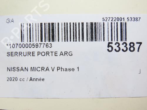 Rear left lock NISSAN MICRA V (K14) 1.0 IG-T 100 | BP28802130C100 