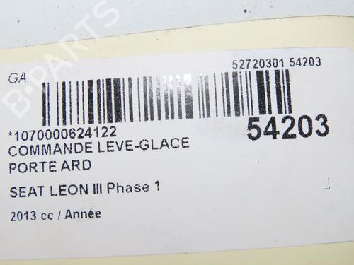 Used Right rear window switch SEAT LEON (5F1) 1.2 TSI (105 hp) 29601118
