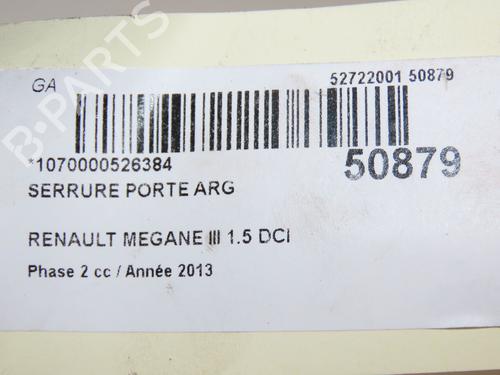 Used Rear left lock RENAULT MEGANE III Hatchback (BZ0/1_, B3_) 1.5 dCi (BZ0C) (90 hp) 19701554