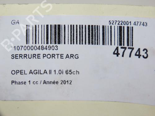 Rear left lock OPEL AGILA B (H08) 1.0 (F68) | BP23125081C100