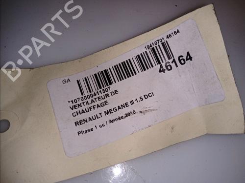 Used Heater blower motor RENAULT MEGANE III Hatchback (BZ0/1_, B3_) 1.5 dCi (BZ09, BZ0D, BZ1W, BZ29, BZ14) (110 hp) 12107459