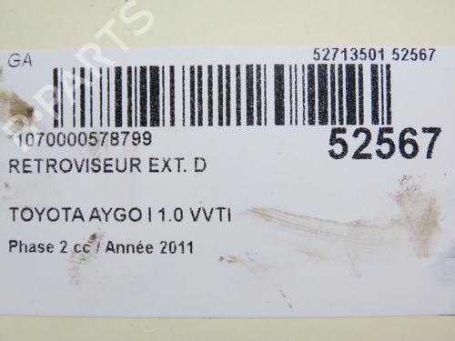 Right mirror TOYOTA AYGO (_B1_) 1.0 (KGB10_, KGB10R) | BP28831523C27 